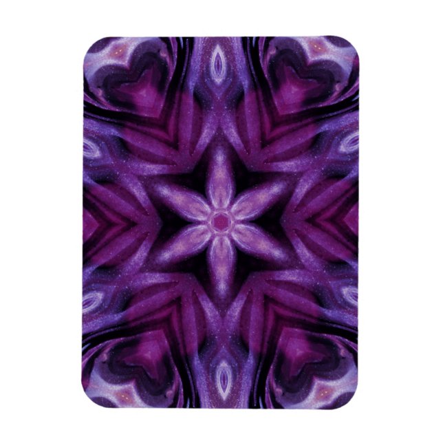 Glittery Purple Kaleidoscope Hearts Gradient Magnet (Vertical)