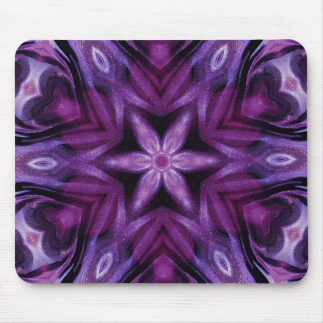 Glittery Purple Kaleidoscope Hearts Gradient Mouse Pad (Front)