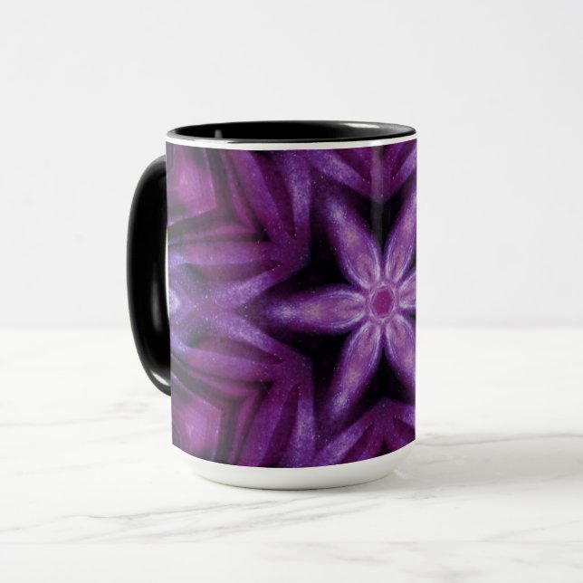 Glittery Purple Kaleidoscope Hearts Gradient Mug (Front Left)
