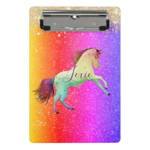 Glittery Rainbow Unicorn  Mini Clipboard