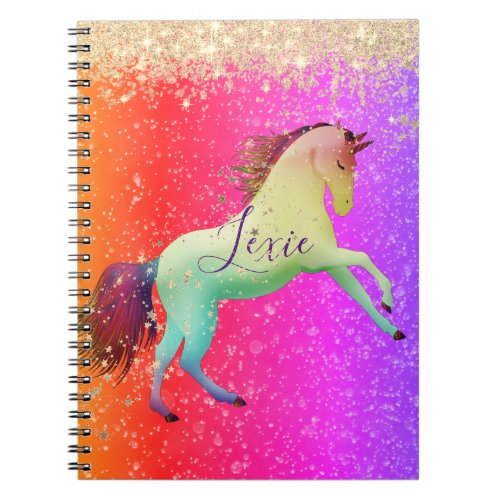 Glittery Rainbow Unicorn   Notebook