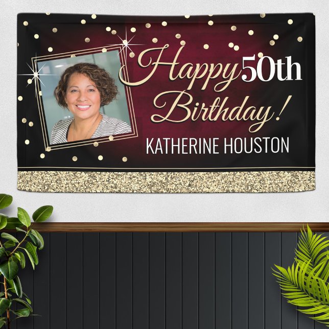 Glittery Red and Gold Happy Birthday Banner (Creator Uploaded)