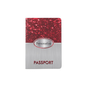 Glittery Red Bling Passport Holder