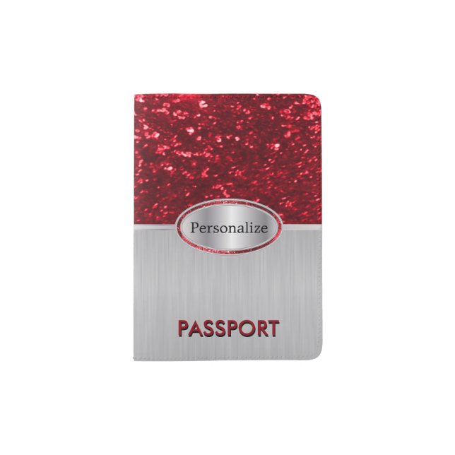 Glittery Red Bling Passport Holder (Front)