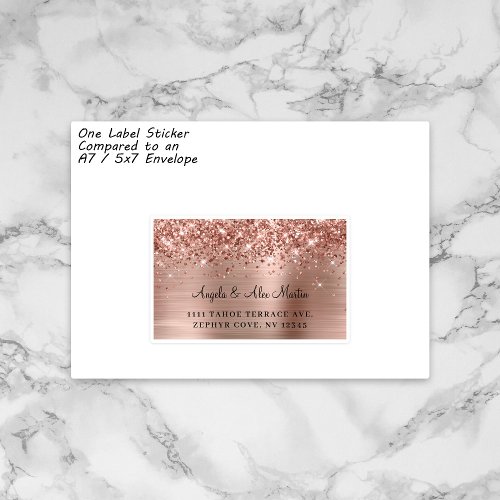 Glittery Rose Gold 15 Guest Wedding Address Labels