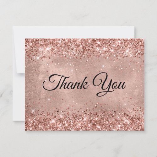 Glittery Rose Gold 40th Birthday Thank You Card