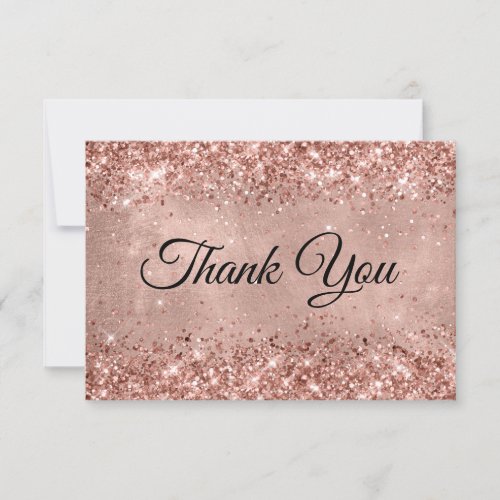 Glittery Rose Gold 50th Birthday Thank You Card
