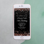 Glittery Rose Gold and Black 18th Birthday Invitation<br><div class="desc">A glamorous 18th birthday invitation for her for print or digital download. Faux sparkly rose gold glitter with sparkles against a solid black background. Customize the calligraphy and font styles as needed to create your own invite for your daughter's glamorous milestone celebration. All the sparkly and glitter elements in this...</div>