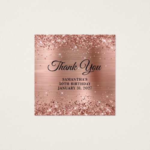 Glittery Rose Gold Birthday Thank You Gift Tags