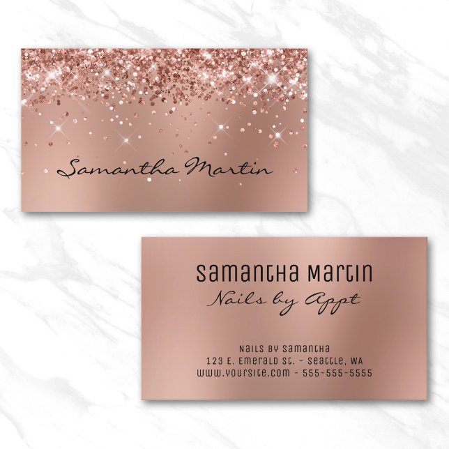 Glittery Rose Gold Blur Business Card (Glittery Rose Gold Blur Business Card)