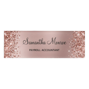 Glittery Rose Gold Blur Name Tag
