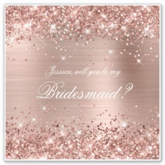 Glittery Rose Gold Bridesmaid Gift Box Sticker