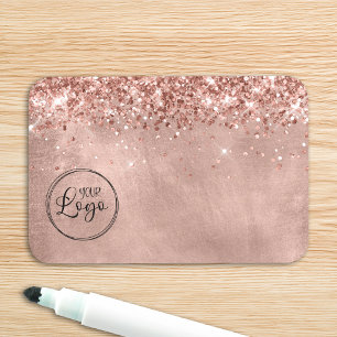 Glittery Rose Gold Business Logo Blank Name Tag