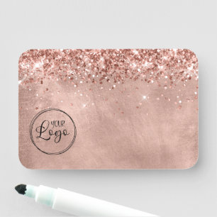 Glittery Rose Gold Business Logo Blank Name Tag