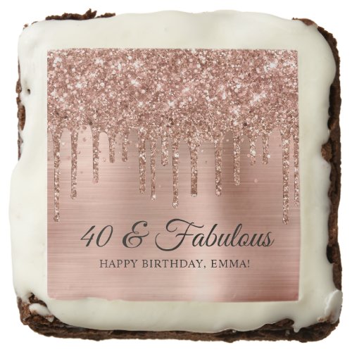 Glittery Rose Gold Drips Metallic 40  Fabulous Brownie