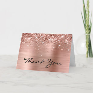 Glittery Rose Gold Elegant 60th Birthday Thank You Card