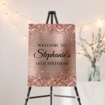 Glittery Rose Gold Foil 18th Birthday Welcome Foam Board<br><div class="desc">A modern elegant calligraphy with a modern all caps style font in black. Create your own 18th birthday milestone birthday party celebration welcome foam board sign for your friend. The background features a faux sparkly rose gold glitter with a brushed metal ombre foil digital art graphic that prints like a...</div>