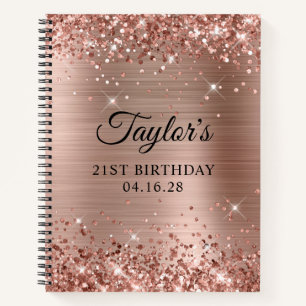 Glittery Rose Gold Foil 21st Birthday Notebook