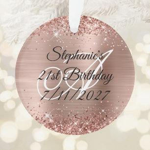 Glittery Rose Gold Foil 21st Birthday Ornament