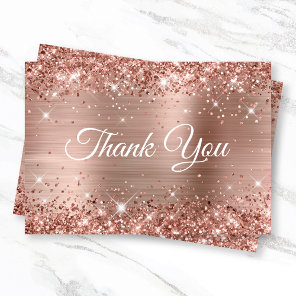 Glittery Rose Gold Foil 21st Birthday Thank You Card