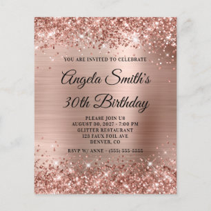 Glittery Rose Gold Foil 30th Birthday Invite