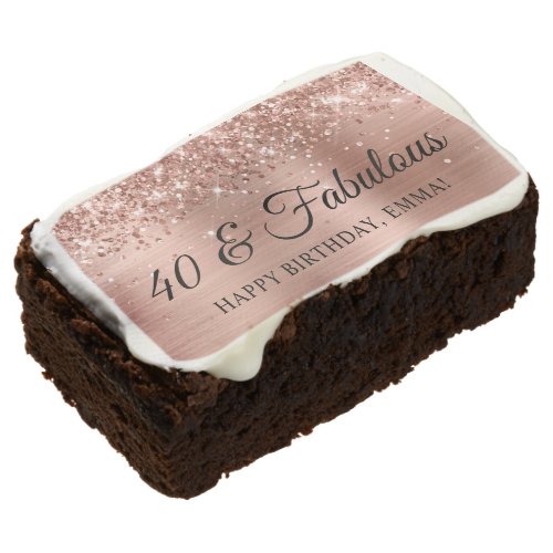 Glittery Rose Gold Foil 40  Fabulous Brownie