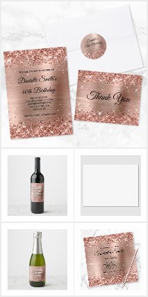 Glittery Rose Gold Foil 40th Birthday