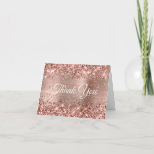 Glittery Rose Gold Foil 40th Birthday Letterpress Thank You Card