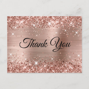Glittery Rose Gold Foil 40th Birthday Thank You Postcard