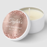 Glittery Rose Gold Foil 50th Birthday Mini Candle Favors<br><div class="desc">Create your own 50th birthday party favor candles. Girly faux sparkly rose gold glitter on the top and bottom edge, over a faux brushed metal style foil. Customize the font styles to create your own design for her special celebration. A classic elegant calligraphy paired with an all caps serif font....</div>