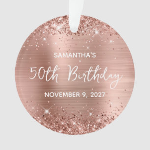Glittery Rose Gold Foil 50th Birthday Ornament