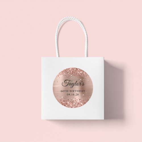 Glittery Rose Gold Foil 60th Birthday Classic Round Sticker