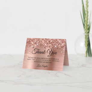 Glittery Rose Gold Foil 60th Birthday Thank You Card