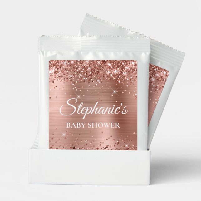 Glittery Rose Gold Foil Baby Shower Lemonade Drink Mix (Pair)