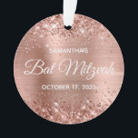 Glittery Rose Gold Foil Bat Mitzvah Ornament<br><div class="desc">Custom glittery rose gold foil Bat Mitzvah round acrylic ornament for your daughter's milestone celebration. You can add a photo to the back if you'd like to replace the design and text with a personalized touch. The faux glitter and foil elements are digital art graphics that print like a photo....</div>