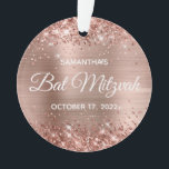 Glittery Rose Gold Foil Bat Mitzvah Ornament<br><div class="desc">Custom glittery rose gold foil Bat Mitzvah round acrylic ornament for your daughter's milestone celebration. You can add a photo to the back if you'd like to replace the design and text with a personalized touch. The faux glitter and foil elements are digital art graphics that print like a photo....</div>