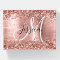 Glittery Rose Gold Foil Black and White Monogram