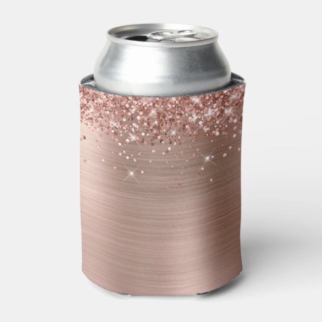Glittery Rose Gold Foil Blank Can Cooler (Can Front)