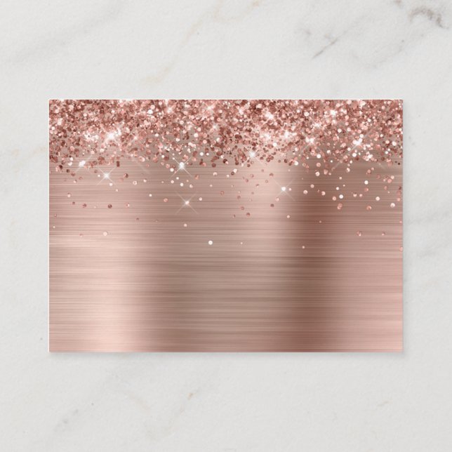 Glittery Rose Gold Foil Blank Mighty Place Card (Back)