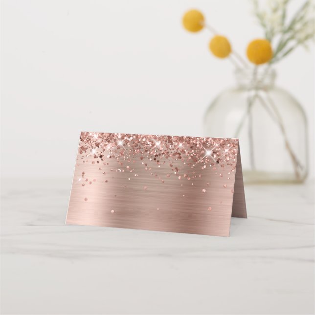 Glittery Rose Gold Foil Blank Place Card (Front)