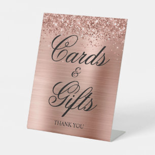 Glittery Rose Gold Foil Classic Elegance Gifts Pedestal Sign