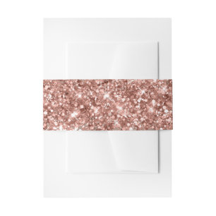 Glittery Rose Gold Foil Digital Art Invitation Belly Band