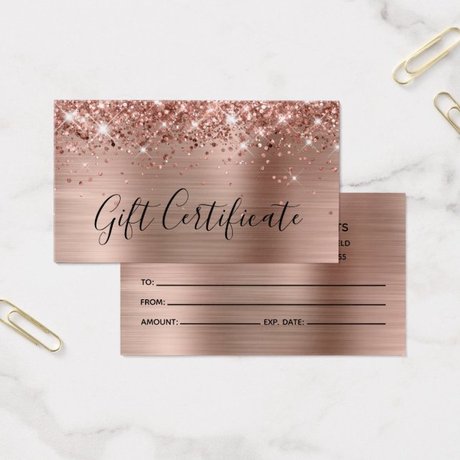 Glittery Rose Gold Foil Gift Certificate (Office)