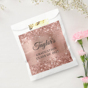 Glittery Rose Gold Foil Graduation Favor Bag