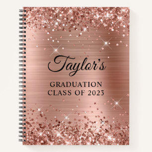 Glittery Rose Gold Foil Graduation Guest Notebook