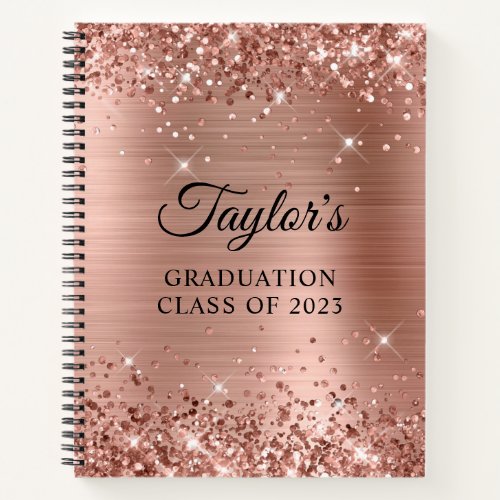Glittery Rose Gold Foil Graduation Guest Notebook