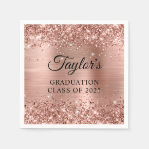 Glittery Rose Gold Foil Graduation Napkins