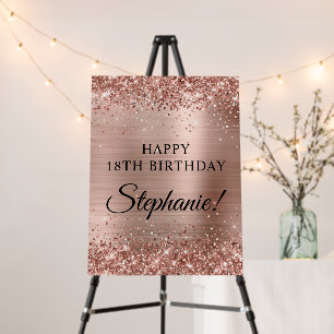 Glittery Rose Gold Foil Happy 18th Birthday Foam Board