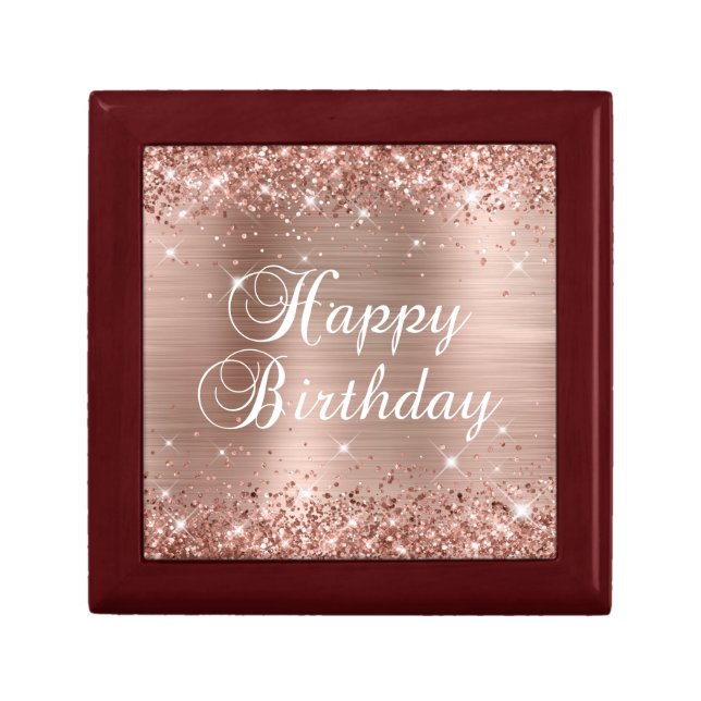 Glittery Rose Gold Foil Happy Birthday Gift Box (Front)