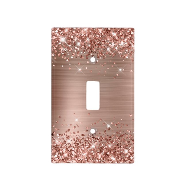 Glittery Rose Gold Foil Light Switch Cover (Front)